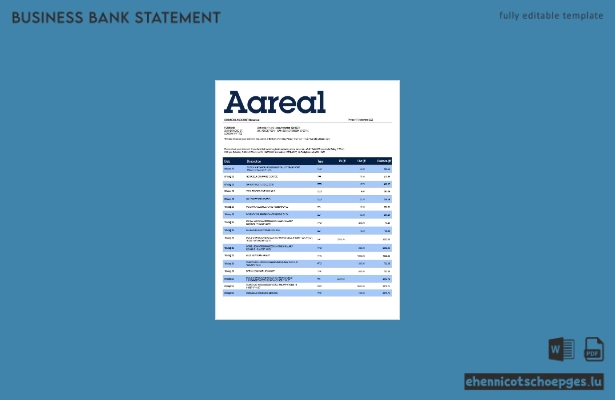 Aareal Bank Firmenkontoauszug Word- und PDF-Beispielvorschau